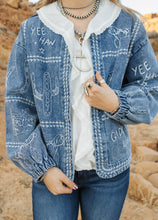 Load image into Gallery viewer, Western embroidered denim jacket
