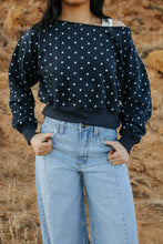 Load image into Gallery viewer, Polka Dot Off Shoulder Sweatshirt
