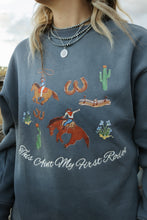 Load image into Gallery viewer, Smoky Blue Rodeo Crewneck
