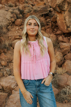 Load image into Gallery viewer, Bubblegum pink front tie tank
