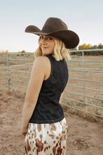 Load image into Gallery viewer, Dark Denim Button Up w Gold Buttons
