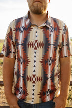 Load image into Gallery viewer, The Weekender Tan/Red Aztec Men Polo
