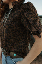 Load image into Gallery viewer, cheetah print top with tie sleeves
