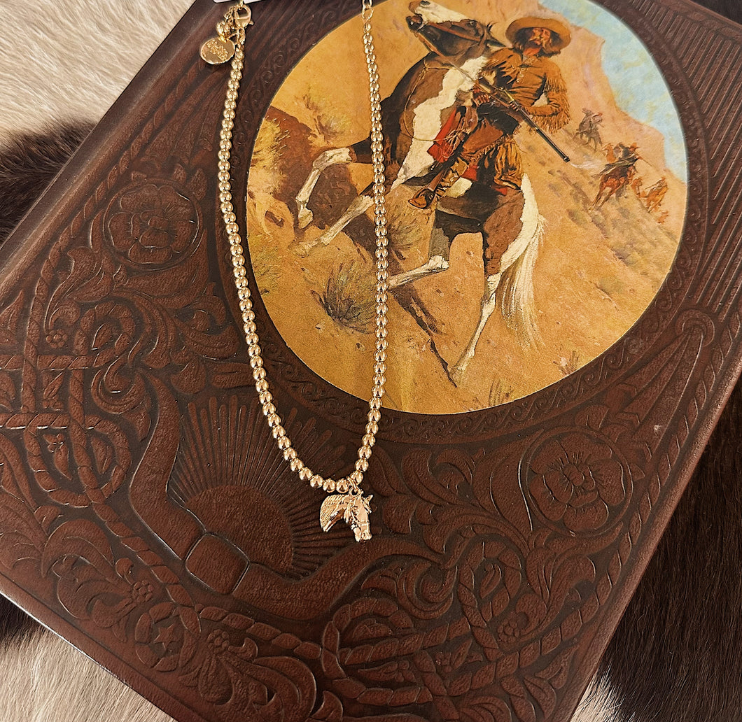 Gold Horse Pendant Necklace
