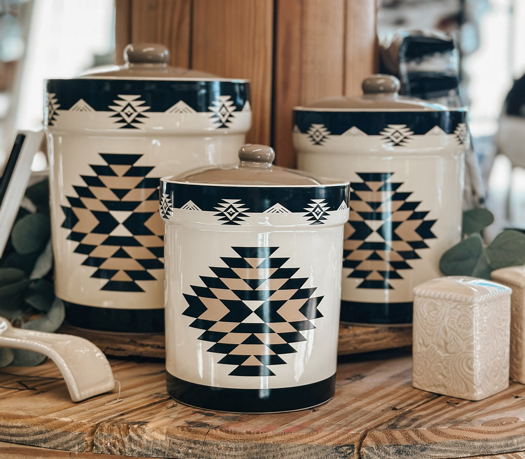 3 piece aztec canister SET