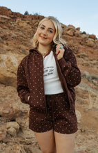 Load image into Gallery viewer, Brown Bambi Polkadot Zip Up Hoodie
