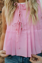 Load image into Gallery viewer, Bubblegum pink front tie tank
