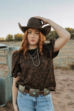 Load image into Gallery viewer, cheetah print top with tie sleeves
