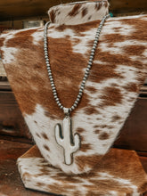 Load image into Gallery viewer, Genuine Navajo 24&quot; 5mm White Cactus Pedant Necklace

