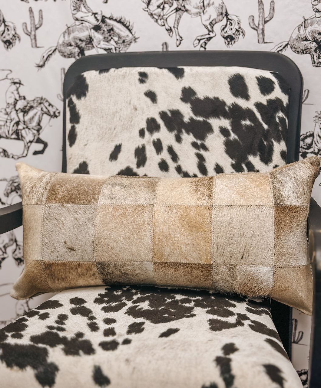 Genuine Cowhide Lumbar Pillow 12x24