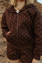 Load image into Gallery viewer, Brown Bambi Polkadot Zip Up Hoodie
