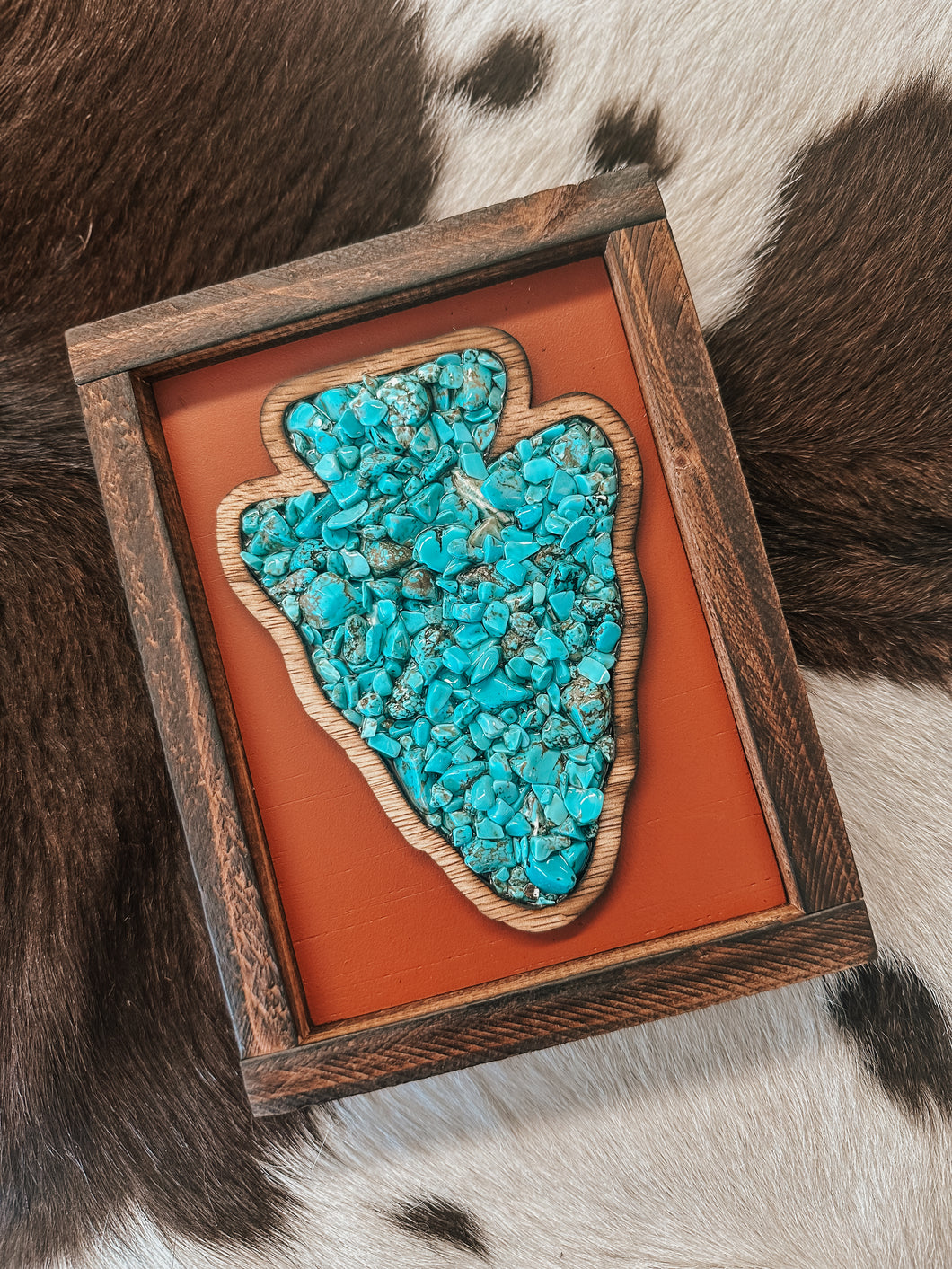 Turquoise Dripping Arrowhead Wood Sign