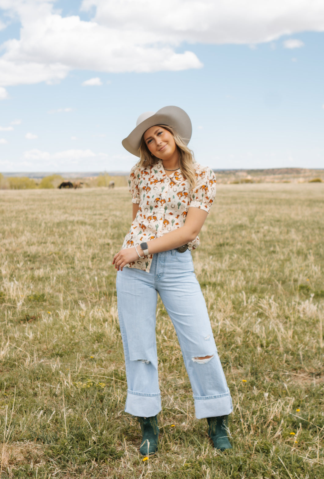 Ariat Distressed Light Wash Tomboy Wide Leg Jeans