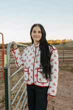 Load image into Gallery viewer, Red western print quilted jacket

