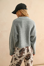Load image into Gallery viewer, Round Neck Grey cropped sweater
