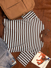 Load image into Gallery viewer, Entro Blue and Brown Striped Sweater
