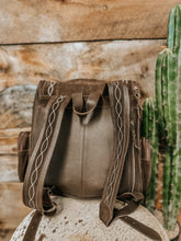 Load image into Gallery viewer, Brown Suede Leather Boot Stitch Backpack
