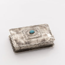 Load image into Gallery viewer, STAMPED RECTANGULAR CONCHO BOX W- TURQ
