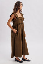 Load image into Gallery viewer, Ruffle Strap Corduroy Midi Dress
