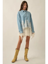 Load image into Gallery viewer, denim and lace long sleeve
