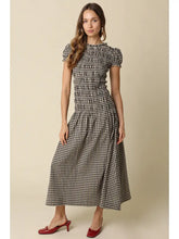 Load image into Gallery viewer, Sena Plaid Puff Sleeve Drop Waist Maxi Dress
