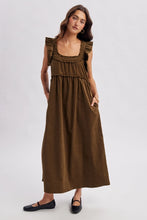 Load image into Gallery viewer, Ruffle Strap Corduroy Midi Dress
