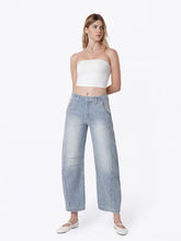 Load image into Gallery viewer, High rise striped barrel jean
