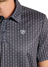 Load image into Gallery viewer, Mens black geo printed polo
