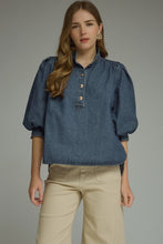 Load image into Gallery viewer, DENIM PUFF SLEEVE TOP
