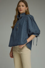 Load image into Gallery viewer, DENIM PUFF SLEEVE TOP
