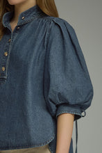 Load image into Gallery viewer, DENIM PUFF SLEEVE TOP
