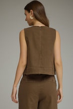 Load image into Gallery viewer, Brown Solid sleeveless TOP with bit detailing
