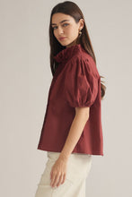 Load image into Gallery viewer, COGNAC RUFFLED TOP
