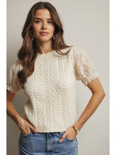 Load image into Gallery viewer, Lace Puff Sleeve Knit Top
