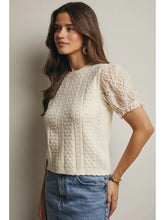 Load image into Gallery viewer, Lace Puff Sleeve Knit Top
