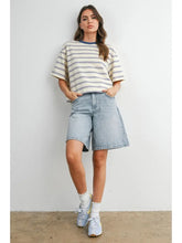 Load image into Gallery viewer, Striped Boxy Cropped T-Shirt
