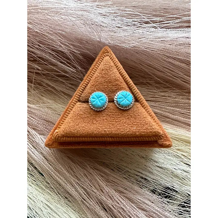 Navajo Sterling Silver & Turquoise Stud Earrings