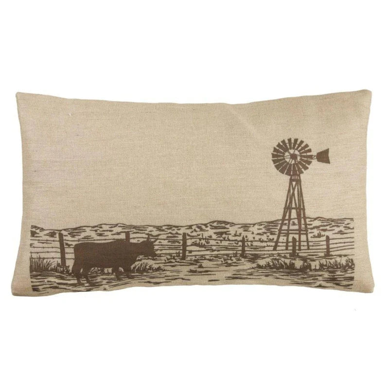 Windmill Burlap Lumbar Pillow, 16x26