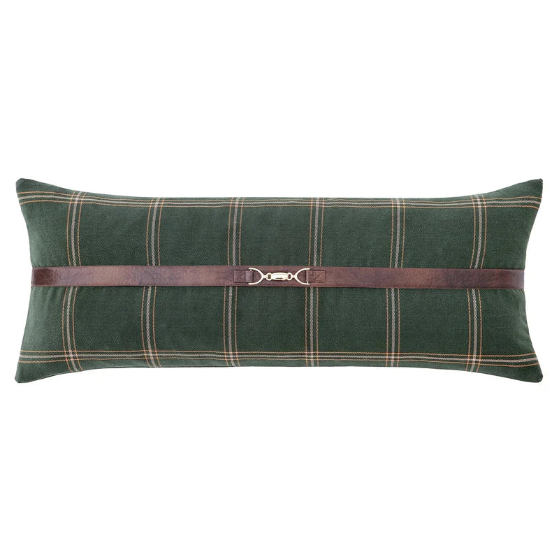 Windowpane Buckle Detailed Lumbar Pillow